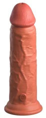King Cock King Cock Elite - Realističen silikonski vibrator s priseskom 20 CM + daljinski upravljalnik temne barve kože