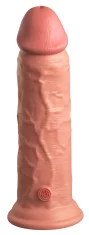 King Cock King Cock Elite - Realističen silikonski vibrator s priseskom 20 CM + daljinski upravljalnik, svetle barve kože