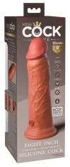 King Cock King Cock Elite - Realističen silikonski vibrator s priseskom 20 CM + daljinski upravljalnik temne barve kože
