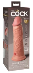 King Cock King Cock Elite - Realističen silikonski vibrator s priseskom 20 CM + daljinski upravljalnik, svetle barve kože