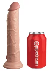 King Cock King Cock Elite - Realističen silikonski vibrator s priseskom 23 CM + daljinski upravljalnik temne barve kože