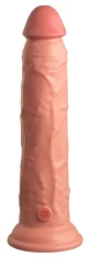King Cock King Cock Elite - Realističen silikonski vibrator s priseskom 23 CM + daljinski upravljalnik temne barve kože