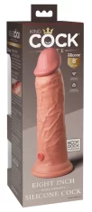 King Cock King Cock Elite - Realističen silikonski dildo s priseskom 20 CM, svetle barve kože