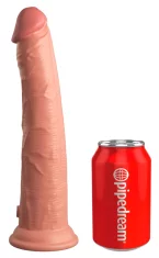 King Cock King Cock Elite - Realističen silikonski dildo s priseskom 25 CM, svetle barve kože