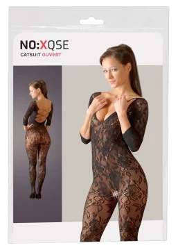 shumee NO:XQSE - Čudovit črn čipkast kombinezon s 3/4 rokavi, velikost S