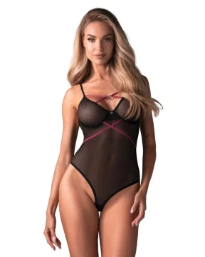 Obsessive Obsessive - Seksi polprozoren bodi z roza naramnicami Novenes XL/2XL