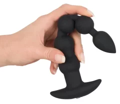 Black Velvets Vibrirajoči analni čep kroglice - črni žamet