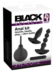Black Velvets Črni žametni 4-delni analni komplet za igro