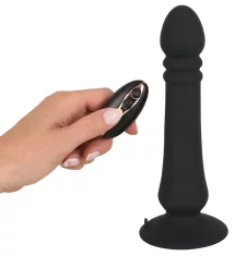 Black Velvets Black Velvets - Analni vibrator s priseskom in daljinskim upravljalnikom 20 cm črne barve