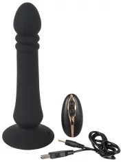 Black Velvets Black Velvets - Analni vibrator s priseskom in daljinskim upravljalnikom 20 cm črne barve