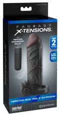 Fantasy X-tensions Fantasy X-Tensions - Vibracijski rokav za penis 33 % debelejši + 5,1 cm daljši, črne barve