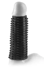 Fantasy X-tensions Fantasy X-Tensions - Črni rokav za penis s stimulacijskimi čepi 14 cm