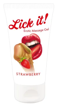 Lick-it Lick It - erotični masažni gel z vonjem jagode 50 ml