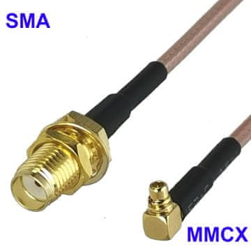 shumee Pigtail MMCX RA vtič / SMA vtičnica RG316 15cm
