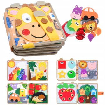 Luxma Filcana knjiga z odstranljivimi elementi, 3D Montessori tabla, žirafa F30