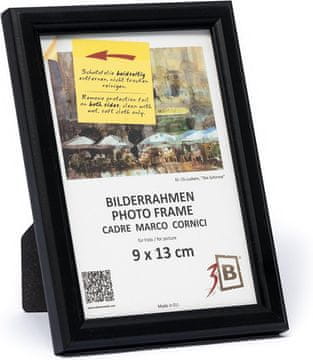 Nikcorp Leseni okvir za fotografije borov les Črna 9 x 13 cm akrilno steklo MDF zadnja plošča obešalo tanek profil, za pokončno in ležeče slike 13 mm letvica