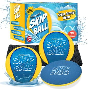 Nikcorp Vodna disk skakalna žoga Ultimate Skip Ball, vodna igra za bazen, plažo in jezero, trpežni šivi, močno odbijanje od vodne gladine, igrača za otroke, mladostnike in odrasle