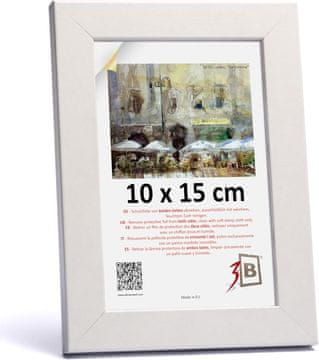 Nikcorp Leseni okvir za sliko 3-B 10x15 cm bel z akrilnim steklom, MDF, širina letve 20 mm višina 16 mm, pokončna ali vodoravna postavitev, za fotografije in dokumente