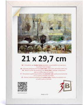 Nikcorp Bela okvir za fotografije A4 MDF akrilno steklo klasičen eleganten 21 x 29,7 cm, nastavljiva usmerjenost navpično/vodoravno