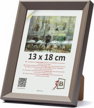 Nikcorp Leseni okvir za slike borov les 13 x 18 cm espresso rjava barva 16 mm letve masiven, mat akrilno steklo MDF zadnja plošča, za fotografije diplome grafike, z obešalom in stojalom, vodoravno in navpično