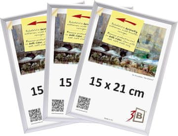Nikcorp Komplet 3 aluminijastih okvirjev za slike 15x21 cm A5 3-B mat srebrni, poliester steklo A-PET 0,8 mm, MDF zadnja plošča, za obešanje navpično ali vodoravno