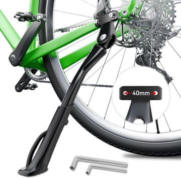 Nikcorp Nastavljiva kolesarska opora iz aluminija za kolesa 26–29 palcev 35 kg črna, za MTB e-bike mestna in cestna kolesa, višina 36–43 cm, montaža na zadnjo vilico z razmikom lukenj 40 mm, orodje v kompletu