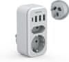Nikcorp Električni potovalni adapter TESSAN 6 v 1 tip I USB-C 15 W 1×USB-C 3×USB-A 12 W 2500 W 100-250 V razdelilnik za polnjenje telefonu tablice potovanje 5,4 × 7,6 × 10,7 cm 145 g