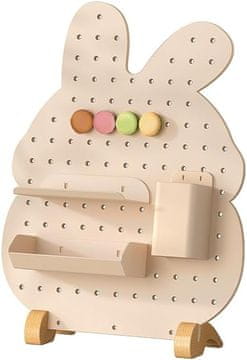 Nikcorp Kovinska perforirana plošča organizator samostoječ Zajček pegboard 40 cm, stojna kovinska polica za drobnarije, dekoracija in organizacija za dom in pisarno