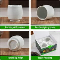 Nikcorp Keramične skodelice za čaj TEANAGOO Ruware TC07, komplet 4 kom, 165 ml, slonokoščena ivory white, mat zunanji dizajn, gladka notranjost, kompatibilno mikrovalovna pečica pečica zamrzovalnik pomivalni