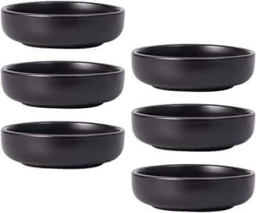 Nikcorp Keramične skledice za dip HEMOTON set 6 kosov, premer 9 cm, višina 2,5 cm, globoko črna posoda za sojino omako, olja, začimbe in prigrizke