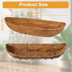 Nikcorp Kokosová vložka do závěsných zahradních košů sada 2 kom 76 cm půlkruh, přírodní kokosové vlákno, hnědá barva, drenáž pro květiny a popínavé rostliny balkón terasa