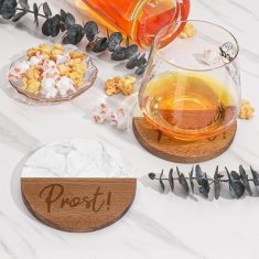 Nikcorp Darilni komplet za sir 11-delni, elegantna deska iz akacijevega lesa in marmorja, vključuje 4 nože, 2 podstavka, 2 prtička in voščilnico, personalizirano darilo za mladoporočenca, vrhunska kakovost