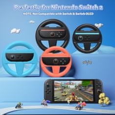 Nikcorp Volan za Nintendo Switch 2 komplet 4 kos Ergonomski ABS, za dirkanje Mario Kart 8 Deluxe, premer veliki 150 mm mali 130 mm, XL gumbi SL SR