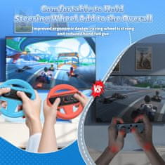 Nikcorp Volan za Nintendo Switch 2 komplet 4 kos Ergonomski ABS, za dirkanje Mario Kart 8 Deluxe, premer veliki 150 mm mali 130 mm, XL gumbi SL SR
