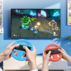 Nikcorp Volan za Nintendo Switch 2 komplet 4 kos Ergonomski ABS, za dirkanje Mario Kart 8 Deluxe, premer veliki 150 mm mali 130 mm, XL gumbi SL SR