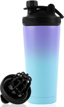 Nikcorp Izoliran shaker iz nerjavečega jekla 750 ml, športna bidon termovka z vakuumsko izolacijo, neprepustno zapiralo, vgrajeno sito za mešanje, brez BPA, srebrna barva, trpežna konstrukcija z dvojno steno
