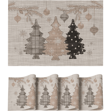 Nikcorp Namizni pogrinjki Artoid Mode Blue Pine, komplet 4 kosi, 30x45 cm, trpežen PVC, pralni dekorativni pogrinjki za praznično mizo, odporni na madeže in vročino, ojačani robovi, za notranjo in zunanjo