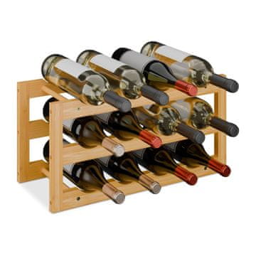 Northix Bambusovo stojalo za vino za 12 steklenic naravno