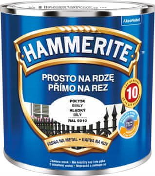 Hammerite barva za kovino Straight to Rust, sijajna bela, 0,25 l