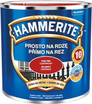 Hammerite barva za kovino Straight to Rust, rdeča, sijajna, 0,25 l