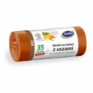 Vreče za smeti za ločevanje, rjave, z ročaji, za biološke odpadke, 35 l, 20 kosov.