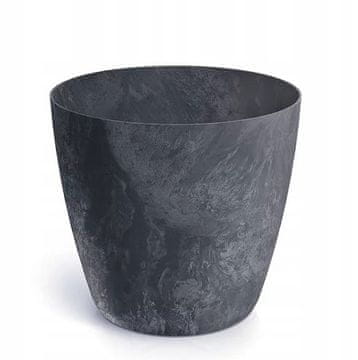 Prosperplast Plastični cvetlični lonček z okroglim pokrovom, betonski učinek, antracit, 11,9 cm