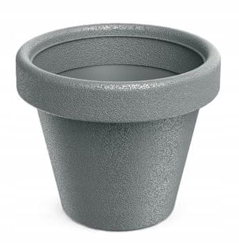 Prosperplast Plastični cvetlični lonček z okroglim pokrovom, kamnito siv, 23,8 cm Origina
