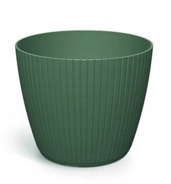 Prosperplast Plastični cvetlični lonček z okroglim žlebljenim pokrovom, zelen, 17,8 cm, Lamia