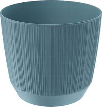 Prosperplast Plastični okrogli cvetlični lonček z utorjenim pokrovom, moder, 14,7 cm, Ryfo