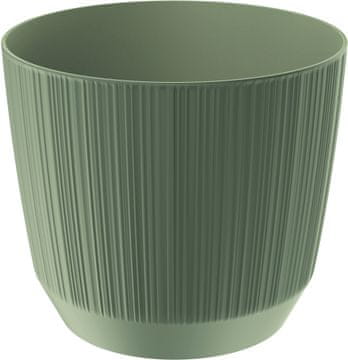 Prosperplast Okrogel plastični cvetlični lonček z utorjenim pokrovom, zelen, 12,6 cm, Ryfo