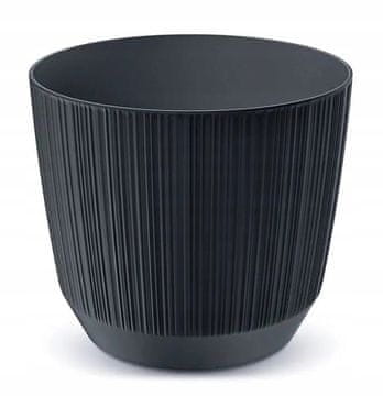 Prosperplast Okrogel plastični cvetlični lonček z utorjenim pokrovom, antraciten, 12,6 cm, Ryfo