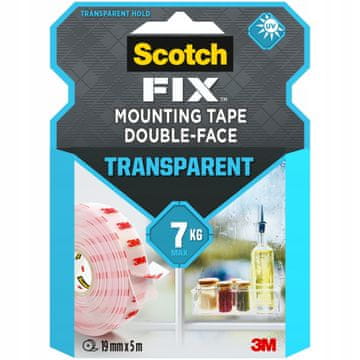 SILA Dvostranski prozorni montažni trak 19 mm x 1,5 m