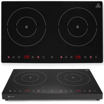 Hendi Nastavljiv indukcijski štedilnik z zaslonom na dotik, 2 grelni coni, Black Line, premer 22 cm, 3500 W - 239414