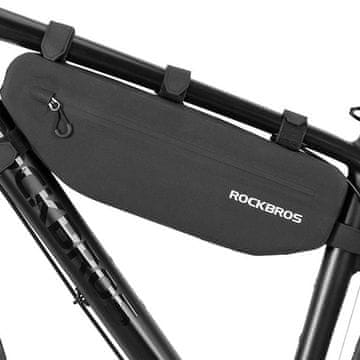 ROCKBROS Vodoodporna kolesarska torba, ki se s trakovi z velcro pritrdi na okvir, 3 l, črna